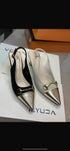 Two Tone Pointy Toe Sling kitten Heels